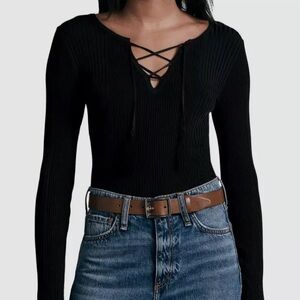 Carrie Jersey Lace-Up Vee